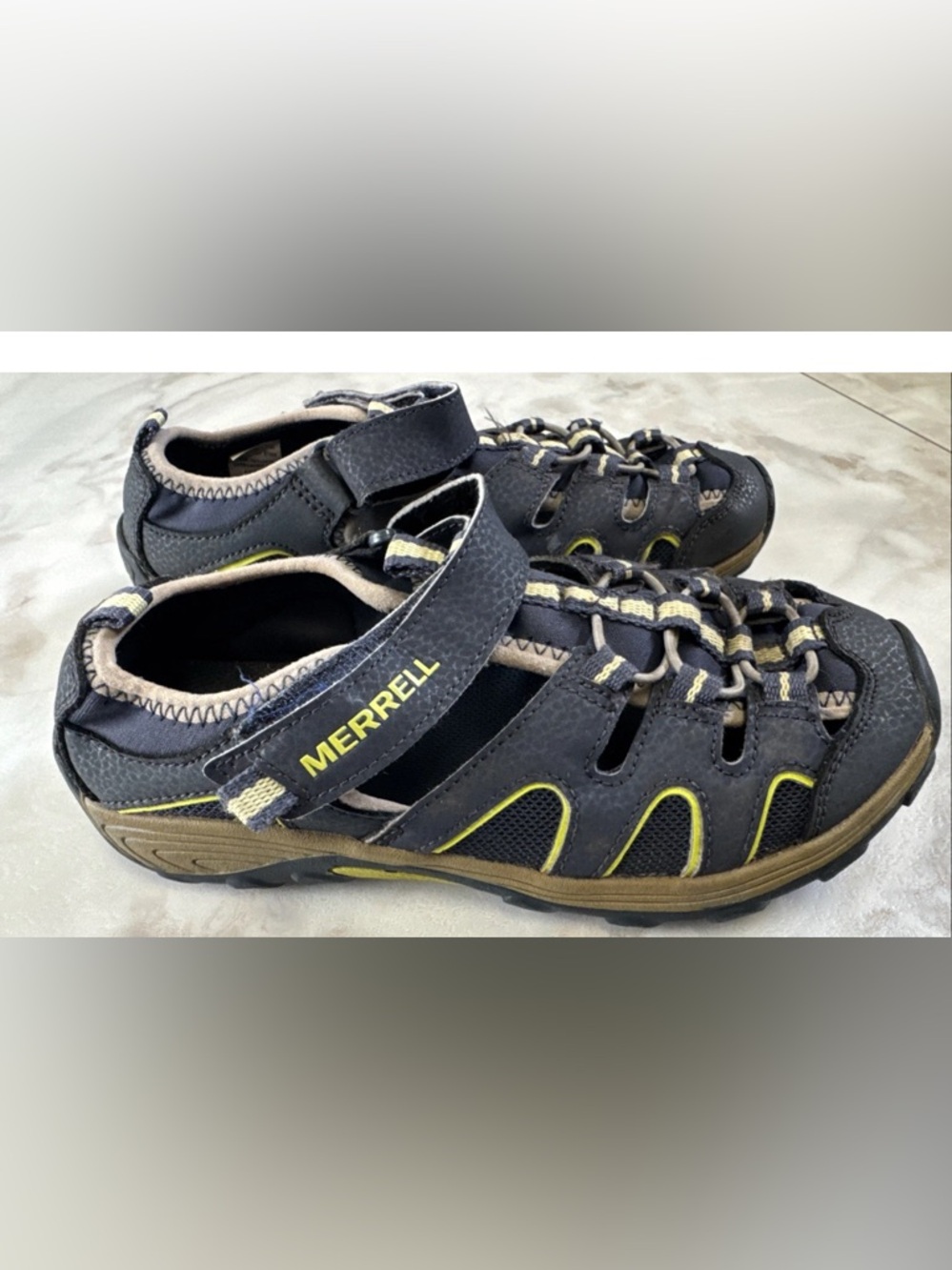Merrell Hydro H2O Hiker Sandals Youth Boys Size 4 Blue Hiking Leather Shoes